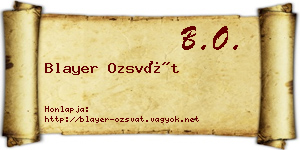 Blayer Ozsvát névjegykártya